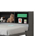 Metal Twin Bed With Bookcase And Rollout Trundle, Black And Silver Black And Silver Wood