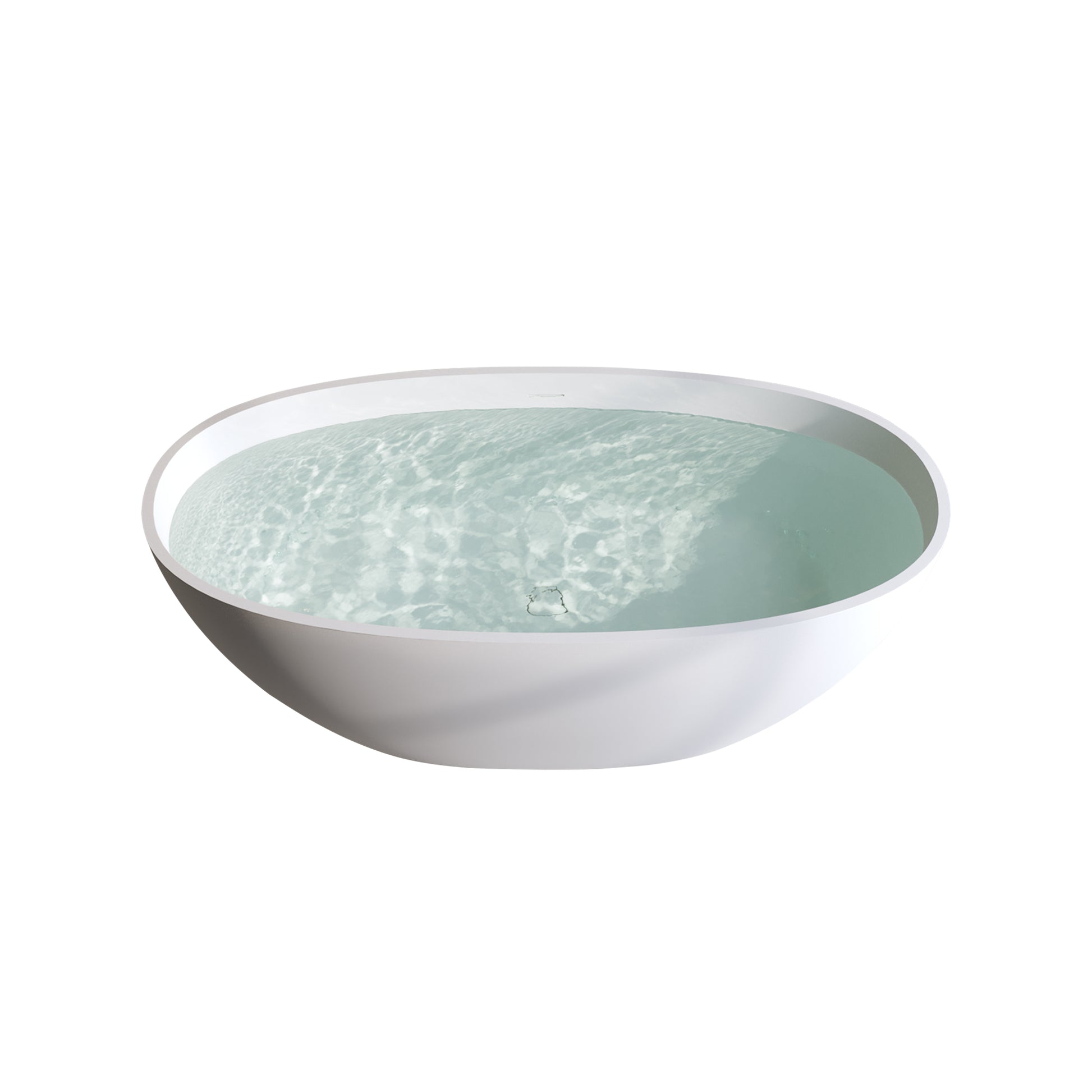 59'' Solid Surface Matte Tub, Solid Surface Soaking Tub, Stone Resin Freestanding Bathtub, Thick Edge Stand Alone Tubs With Overflow, Pop Up Drain, Matte White Oval Matte White Oval Freestanding Tubs 59 61 In Soaking Center Solid Surface