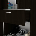 Armoire, Double Door Cabinet, One Drawer, Five Interior Shelves, Rod, Black White Multicolor Solid Wood Mdf Engineered Wood