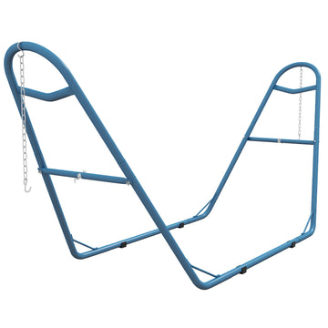 Outsunny Hammock Stand For 2 Person, Portable Adjustable Steel Frame Hammock Stand With Weather Resistant Finish, For 9 14Ft Hammocks, 10.3', 550 Lbs. Capacity, Blue Blue Steel