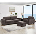 Marciano Performance Sueded Leather Sofa Chocolate Down Filling Genuine Leather 2 Seat