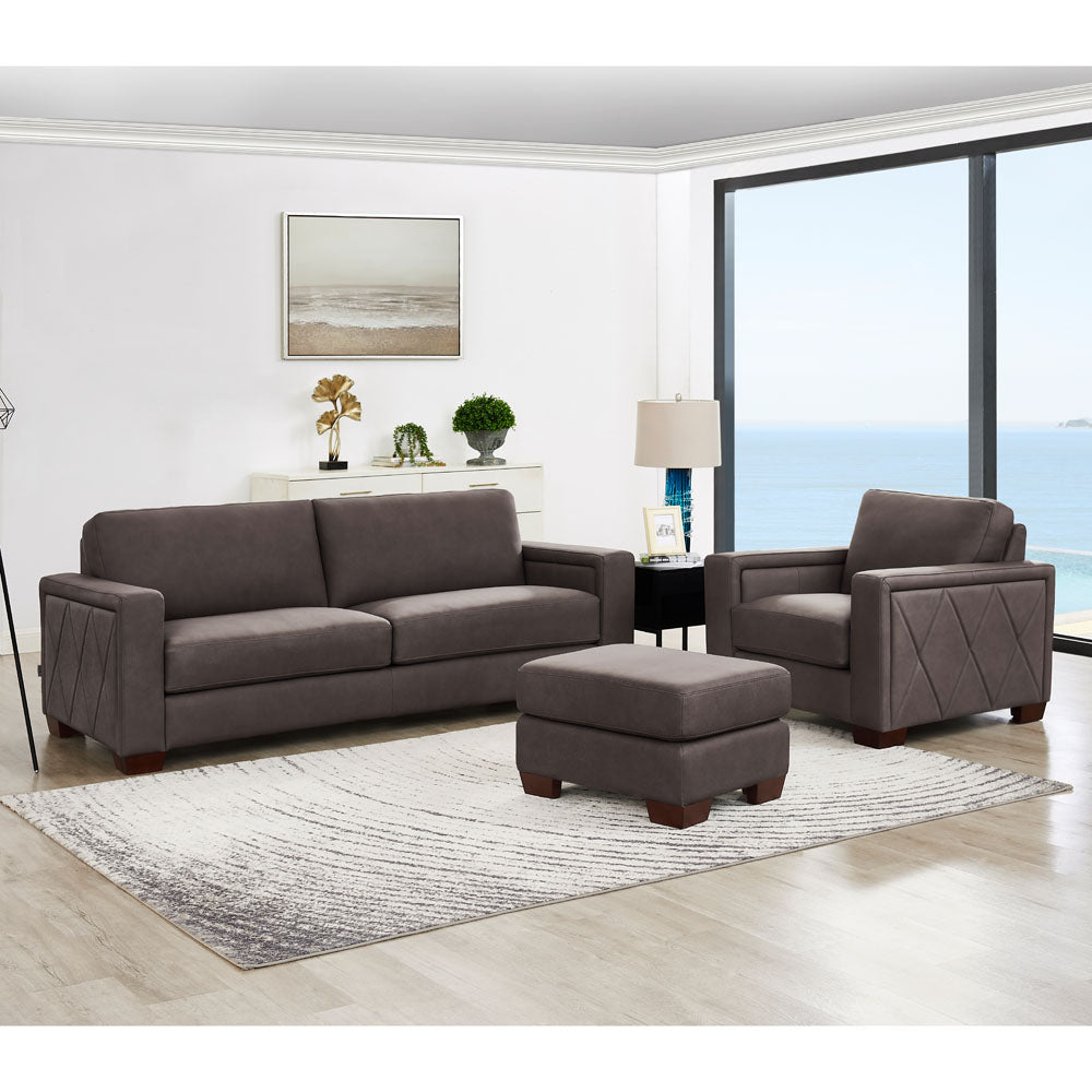 Marciano Performance Sueded Leather Sofa Chocolate Down Filling Genuine Leather 2 Seat