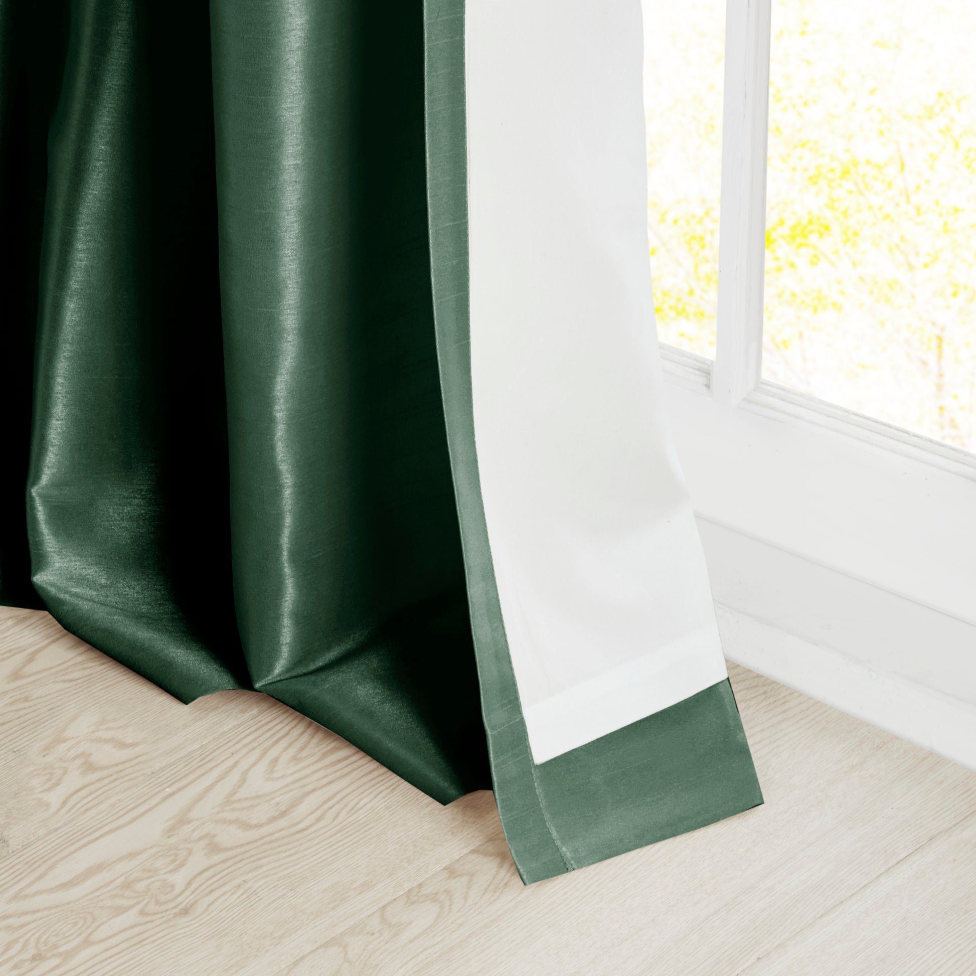 Twist Tab Lined Window Curtain Panel Green 50X95" Green Polyester