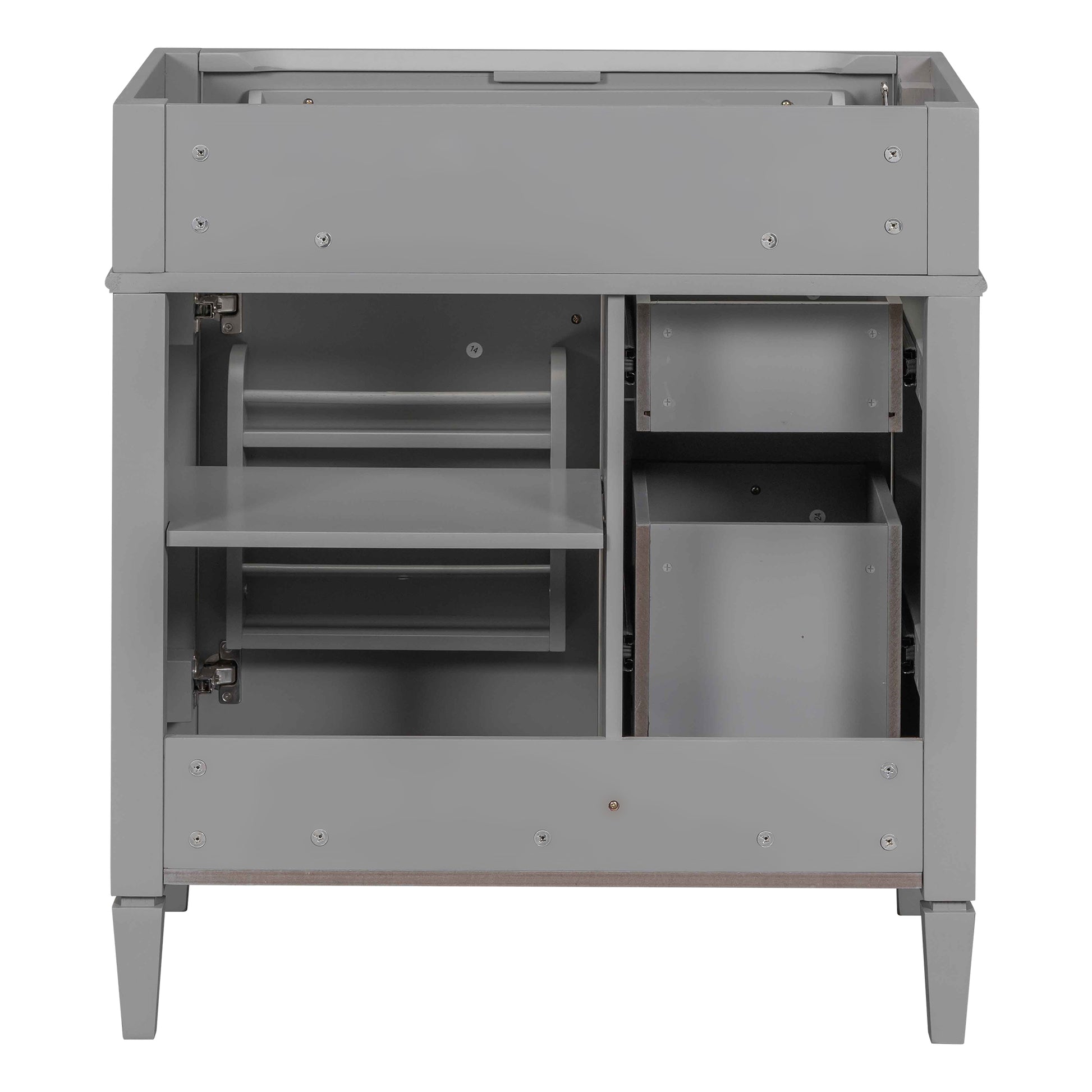 30'' Bathroom Vanity With Top Sink, Modern Bathroom Storage Cabinet With 2 Drawers And A Tip Out Drawer, Single Sink Bathroom Vanity Grey Bathroom Mdf