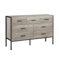 Wood Dresser With 7 Drawers, Wooden Storage Closet For Bedroom, Solid Clothes Cabinet With Sturdy Steel Frame, 48.58