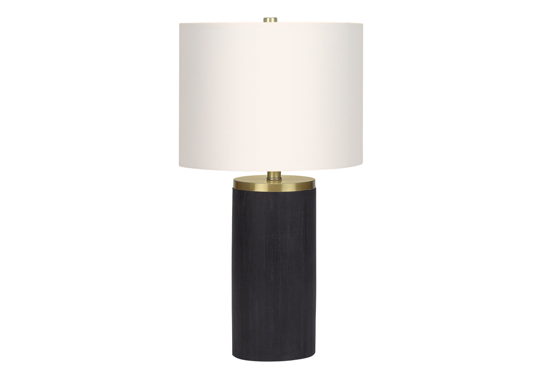 Lighting, 24"H, Table Lamp, Black Concrete, Ivory Cream Shade, Modern Black Concrete