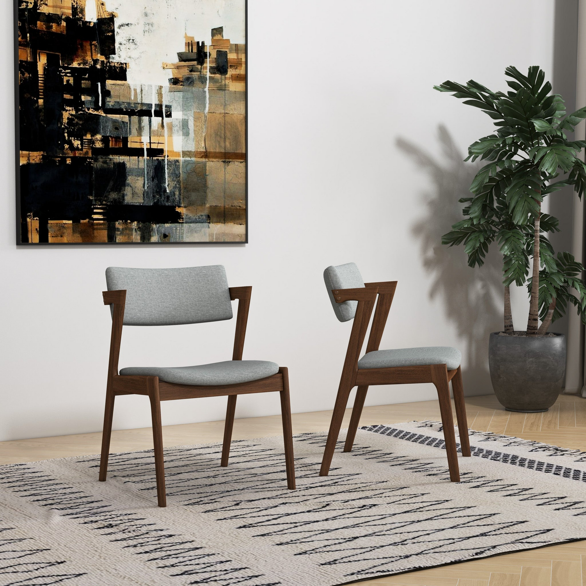 Edwin Light Gray Fabric Dining Chair Set Of 2 Solid Light Brown,Light Gray Brown Dining Room Foam Wipe Clean Mid Century Modern Dining Chairs Set Of 2 Foam Fabric,Solid Wood