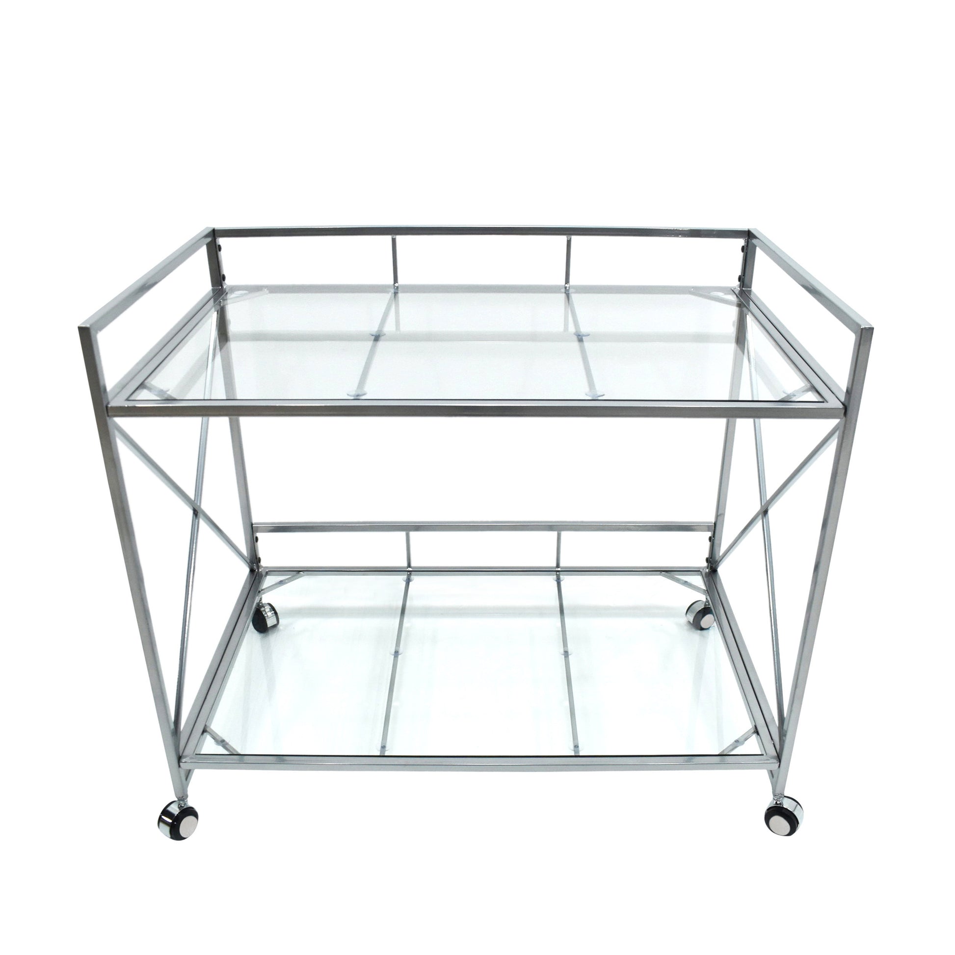 Bar Cart - Silver Glass Metal