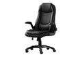 Office Chair, Adjustable Height, Swivel, Ergonomic, Armrests, Computer Desk, Work, Black Leather Look, Black Metal, Contemporary, Modern Black Foam Faux Leather