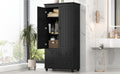 Tall Storage Cabinet With Three Drawers For Bathroom Office, Black Black Mdf