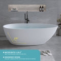 59'' Solid Surface Matte Tub, Freestanding Solid Surface Resin Stone Bathtub, Solid Surface Matte White Soaking Tub,Free Standing Tub With Overflow And Pop Up Drain, Matte White Matte White Oval Bathroom Freestanding Tubs Matte 59 61 In Soaking Center