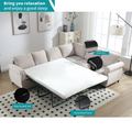 Arrived Sleeper Sofa, 2 In 1 Pull Out Couch Bed,6 Seater Sofa Bed, L Shaped Sleeper Sectional Sofa Couch,Riveted Sofa,104'' Large Combined Sofa Bed In Living Room, Beige Beige Polyester Wood Primary Living Space Medium Soft Cushion Back Modern Polyester