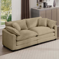 Modern Fabric Living Room Sofa With 4 Pillows Upholstered Large Deep Seating Loveseat, Tan Corduroy Tan Corduroy 2 Seat