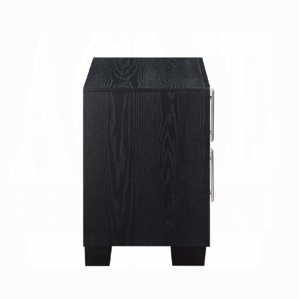 Silver And Black 2 Drawer Nightstand Black Silver 2 Drawers Bedroom Rectangle Modern Drawers Black Wood Fabric