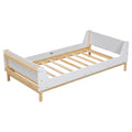 Twin Bed With Headboard, Footboard, Safeguards, Built In Bed End Book Storage Rack ,White Twin White American Design Pine