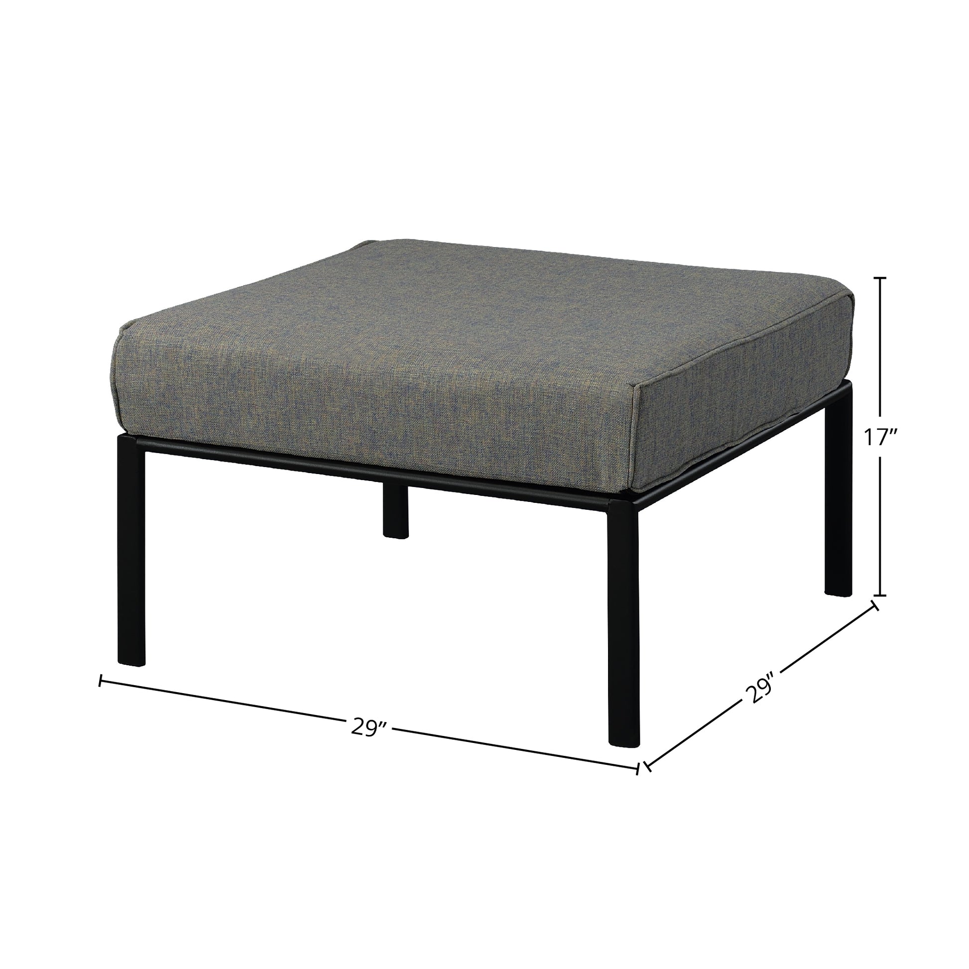 Grey And Black Patio Ottoman With Metal Tube Legs Yes Grey Black Garden & Outdoor Wood Fabric