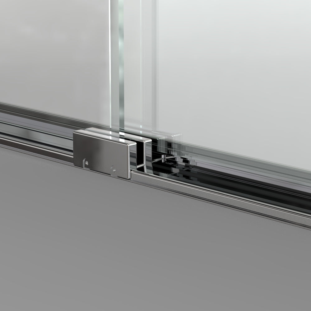 Semi Frameless Sliding Shower Door 56 60 In. W X 72 In. H, Bathroom Sliding Door With 5 16" Clear Tempered Glass,Chrome Finish, Designed For Smooth Door Closing Chrome Stainless Steel