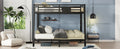 Metal Full Xl Over Queen Bunk Bed For Teens And Adults,Space Saving Noise Reduced No Box Spring Needed,Black Full Xl Black Metal