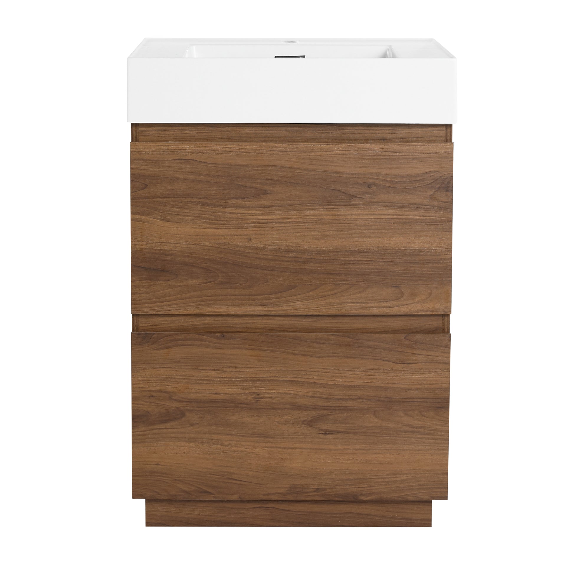 24" Bathroom Vanities With Single Sink Combo, Modern Undermount Bathroom Sink Cabinet With Double Drawer, Freestanding Bathroom Sink Cabinet,Engineering Wood,Brown Brown American Design Engineered Wood