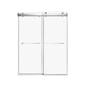 62'' 66'' W X 76'' H Single Sliding Frameless Shower Door With 3 8 Inch 10Mm Clear Glass In Chrome Chrome Stainless Steel