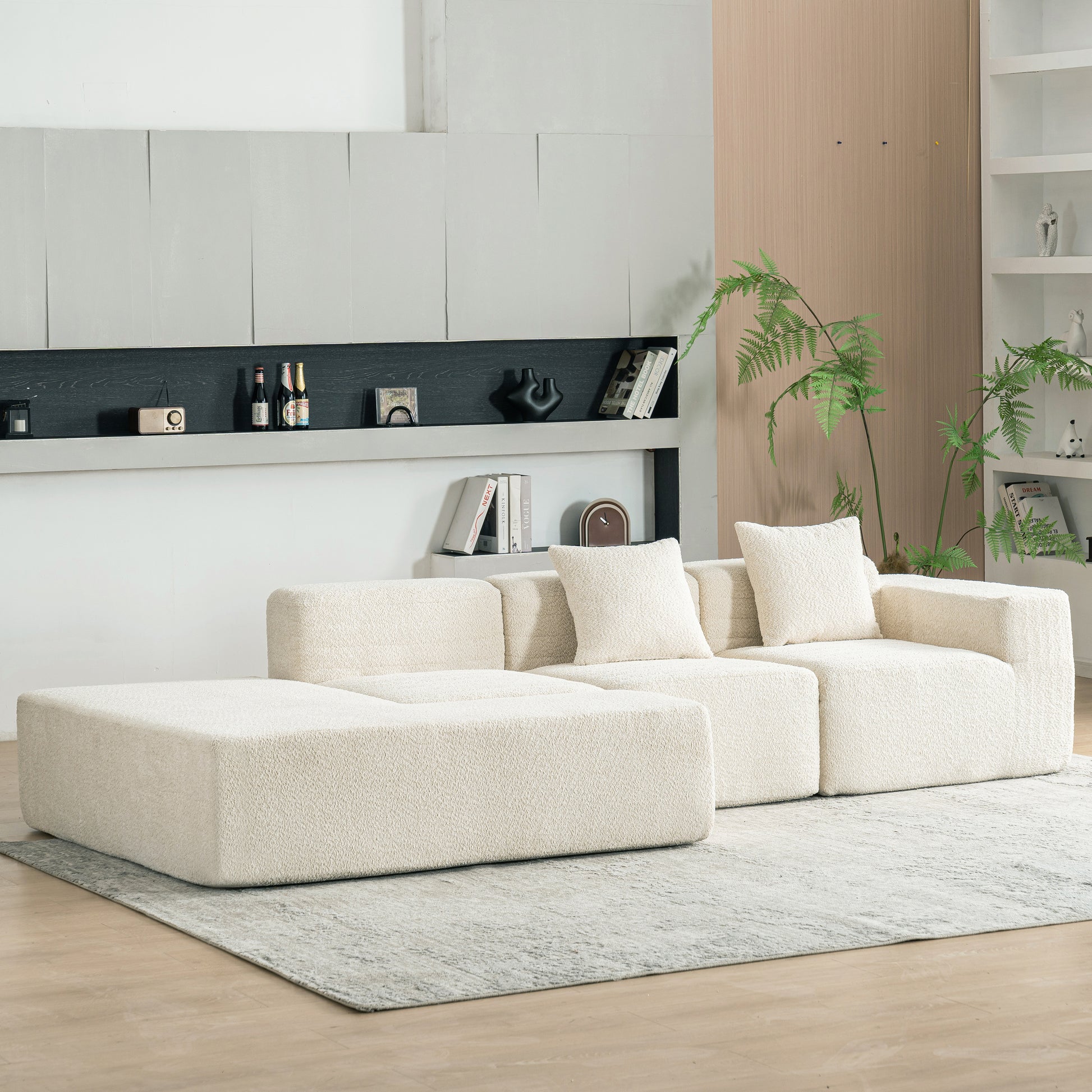 116.5" Sectional Sofa Full Compressed Sofa Couch Free Combined Sofa For Living Room, Beige Beige Foam Polyester 4 Seat