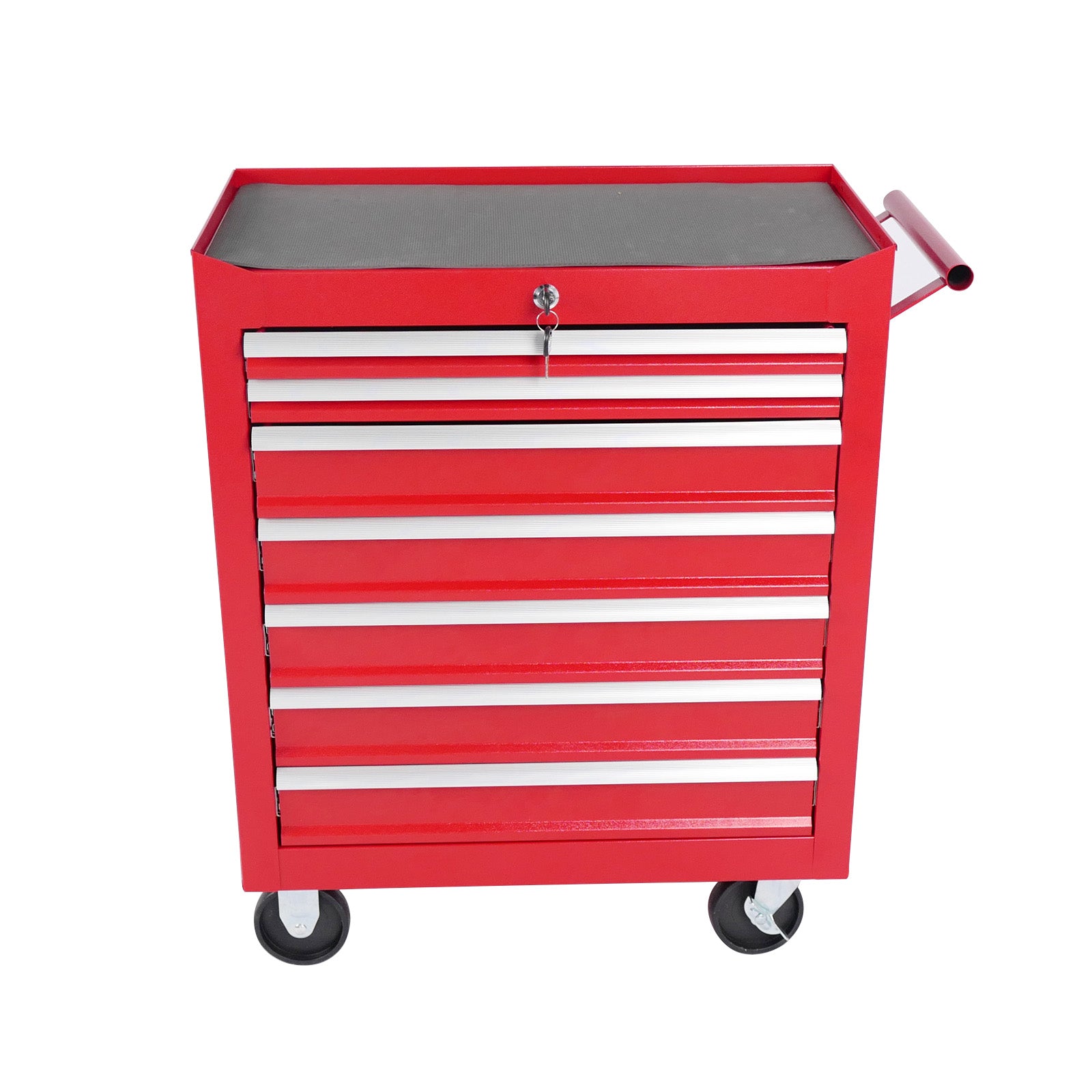 7 Drawer Metal Rolling Tool Chest With Wheels,Tool Storage Cabinet With Locking System Red Steel