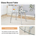 Modern Luxurious Round Tempered Glass Dining Table With Silver 7 Shaped Metal Legs,Suitable For Family Meals, Office Conferences, Or As A Casual Coffee Table For Various Occasions.47.3*47.3*29.5