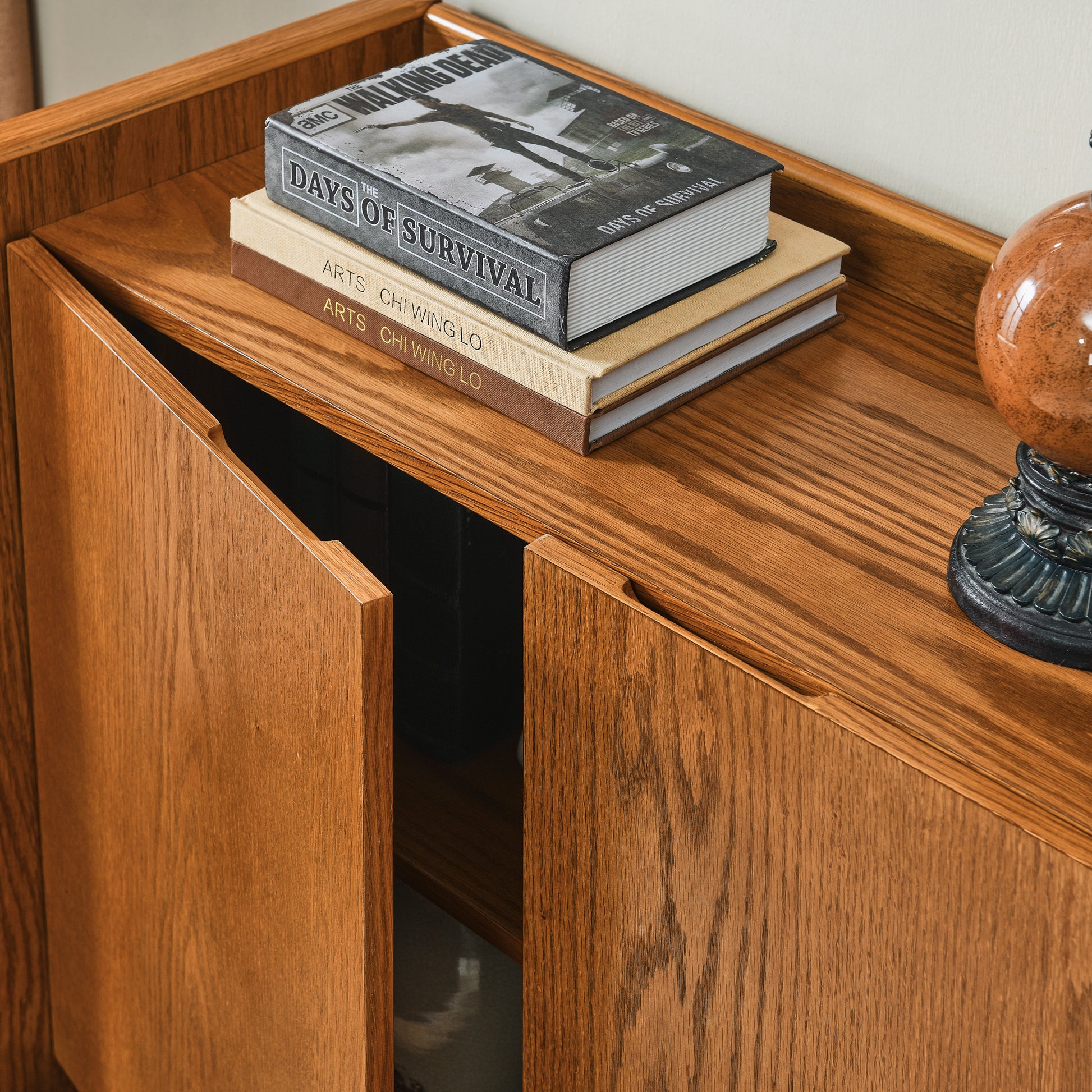 Walnut Colored Sideboard, Buffet Cabinet With Storage, Rustic Storage Cabinet For Entryway, Hallway, Living Room, Kitchen, Dining Room, Bedroom, 33.9" 15" 31.5" Walnut Mdf