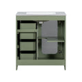 30 Inch Bathroom Vanity With A Soft Close Glass Door, Adjustable Shelves, And Three Drawers Green Bathroom Solid Wood Mdf Glass