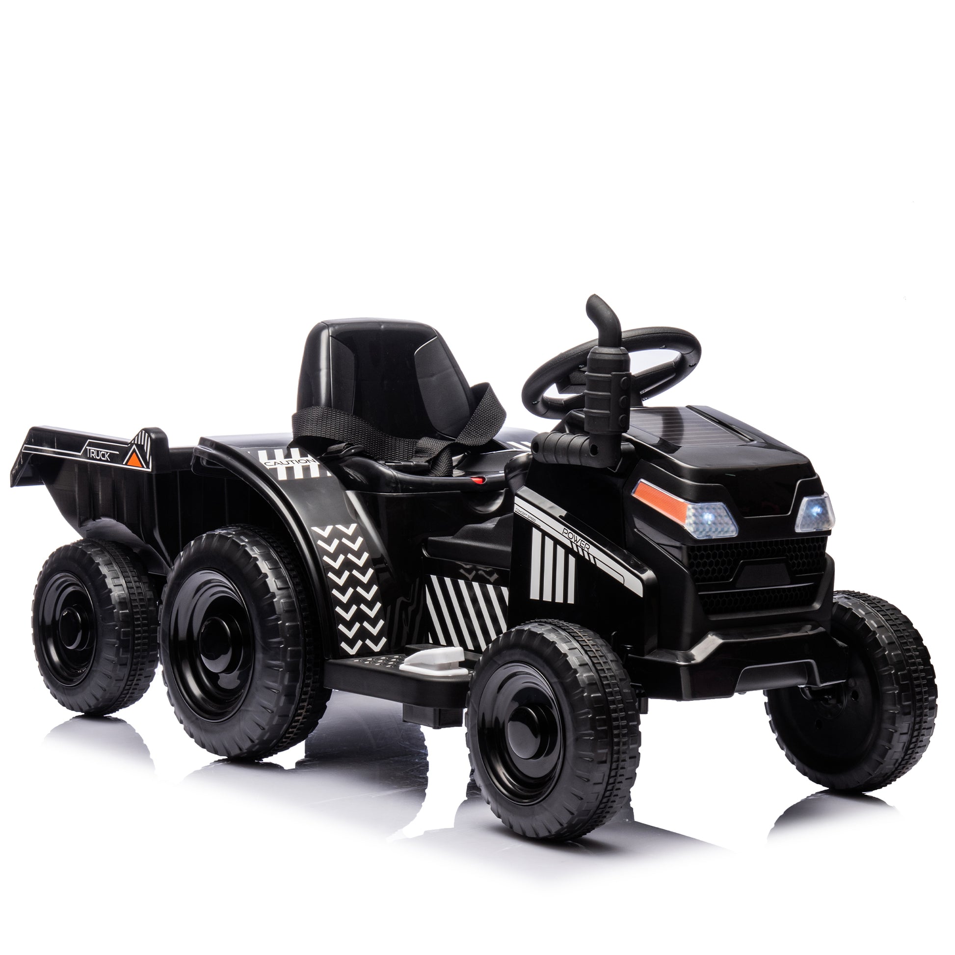 12V Kids Ride On Electric Tractor Black Knight,Kids Ride On Toy.2Wd,Non Skid Tires, Steering Wheel, Foot Pedal,With Removable Storage Tug,Light,Bluetooth,Music,Mp3,Usb,Power Display For Kids Aged 2 3. Black 50 99 Lbs Polypropylene