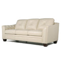 Modern Tufted Leather Sofa Ivory Leather 3 Seat