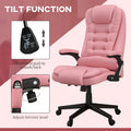 Homcom High Back Vibration Massage Office Chair With 6 Vibration Points, Heated Reclining Pu Leather Computer Chair With Armrest And Remote, Pink Pink Pu