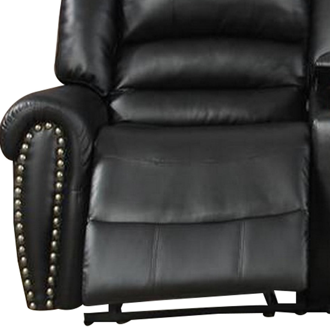 Zib Power Reclining Sectional Sofa Set, Usb Port, Bonded Leather, Jet Black Black Bonded Leather 5 Seat