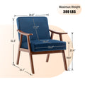 Mid Century Modern Chair, Living Room Chair With Solid Wood Frame, Accent Chair Extra Thick Backrest, Wingback Chair For Bedroom, Reading Room, Living Room, Lounge Chair Indoor Blue Primary Living Space Mid Century Modern Foam Velvet