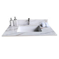 37 Inch Marble Vanity Top, Bathroom Vanity Top With Undermount Rectangular Middle Sink And 4