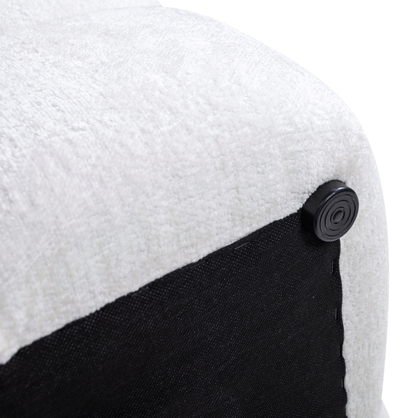 Pixel 21" Oversized Square Tufted Pouf Ottoman, Almond White Chenille White Foam Chenille