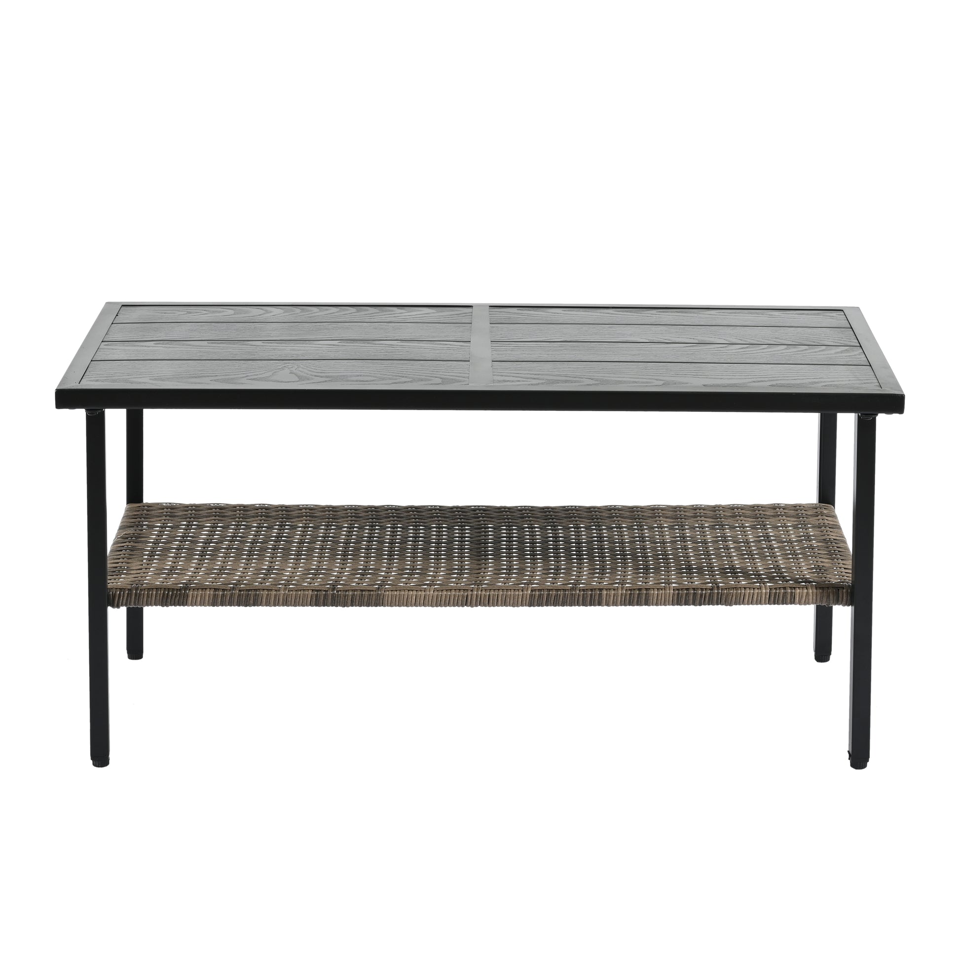 Patio Furniture, Outdoor Furniture, Seasonal Pe Wicker Furniture, Four Set Wicker Furniture With Black Metal Table Yes Brown Seats 4 Pe Rattan Iron Waterproof Fabric