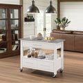 Stainless Steel And White 1 Shelf Kitchen Cart With Locking Casters White Gray Dining Room Rectangular Kitchen Carts Wood Metal Medium 40 55In