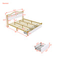 Metal Platform Bed With 3 Drawers, Storage Headboard, King, Gold King Gold White Fabric Metal