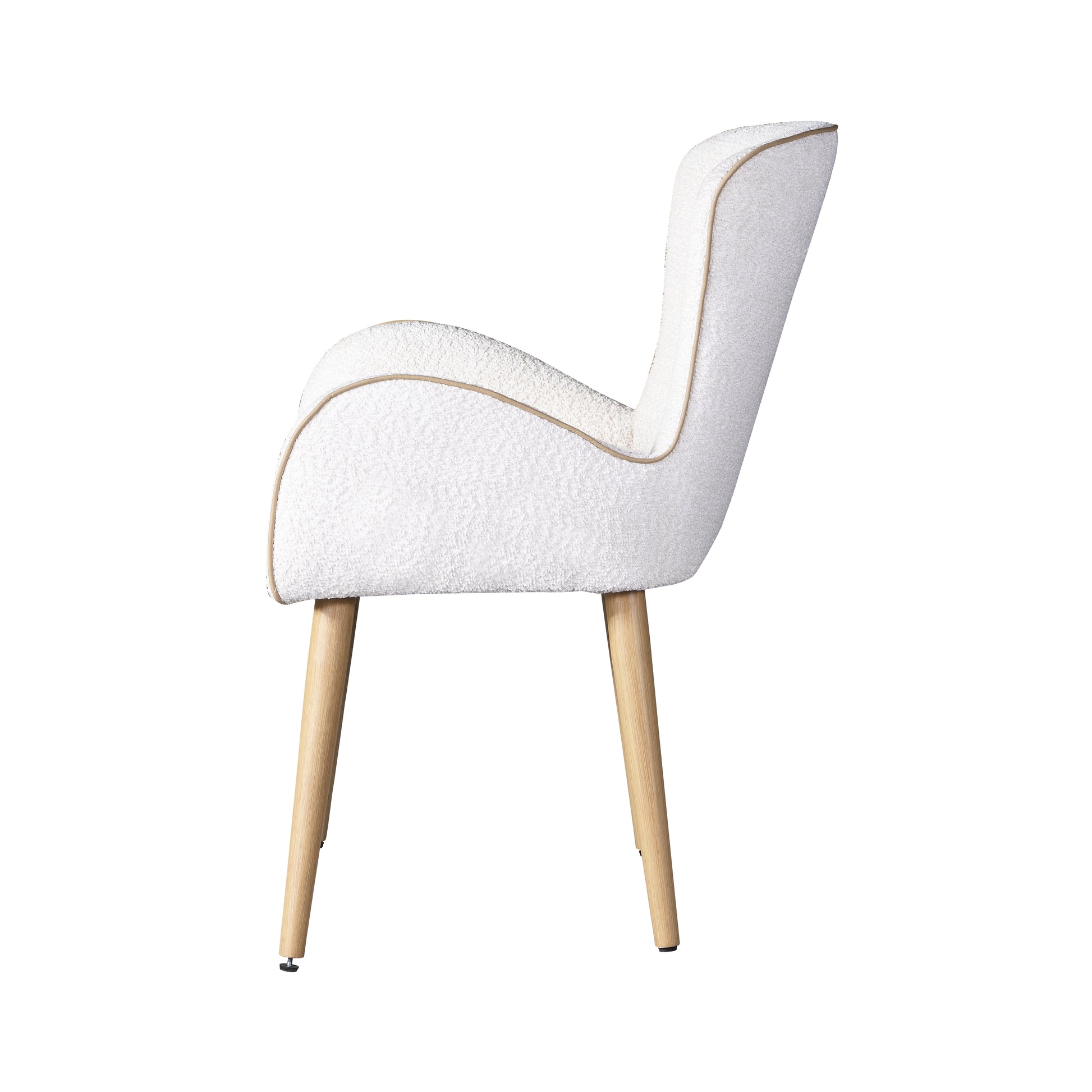 Qwin Side Chair Set 2 , Beige Boucle & Oak Finish Dn02876 Beige Wood Metal