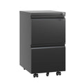 2 Drawer Metal Mobile File Cabinet, Rolling File Cabinet With Lock For Hanging Legal Letter A4 Size,Fully Assembled Except Wheels Filing Cabinets 1 2 Drawers Black Office Drawers Included Modern Metal Metal