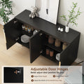 Black Modern Buffet Cabinet With Storage, Fluted Sideboard Large Buffet With Adjustable Shelves, Credenza, Accent Cabinet Console Table Black Mdf