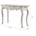 30 Inch Console Table, Fir Wood, Rectangle, Curved Legs, Distressed White White Wood