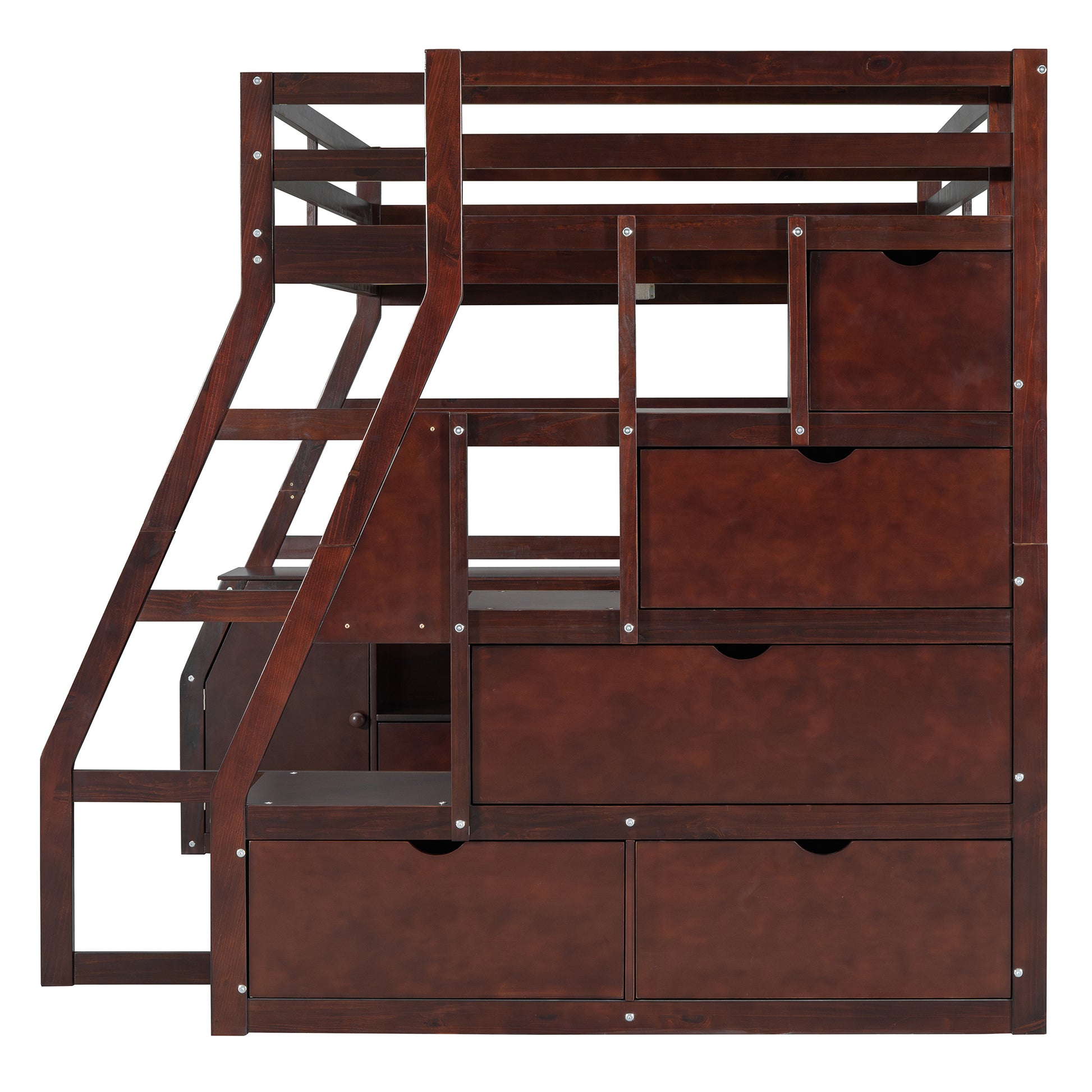 Full Size Loft Bed With 7 Drawers 2 Shelves And Desk Espresso Full Espresso Plywood