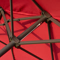 Outsunny Patio Umbrella 15' Steel Rectangular Outdoor Double Sided Market With Base, Sun Protection & Easy Crank For Deck Pool Patio, Wine Red Red Steel