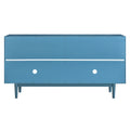 Modern 4 Door Sideboard With Convex Pattern Doors And 2 Silver Handle For Living Room, Dining Room, Kitchen Navy Navy Mdf