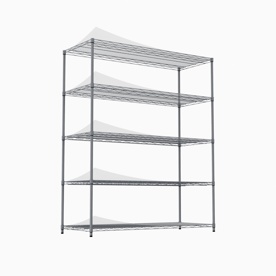 5 Tier Heavy Duty Adjustable Shelving And Racking, 300 Lbs. Per Wire Shelf, With Wheels And Shelf Liners, For Warehouses, Supermarkets, Kitchens, Etc. 59.45 "L 24.02 "W 71.65 "H,Gray Gray Steel