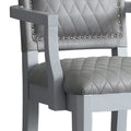 Two Tone Grey And Pearl Grey Upholstered Back Arm Chairs Set Of 2 Grey Dining Room Modern Rubberwood Wood Fabric