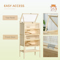 Pawhut 5 Tier Wooden Hamster Cage Mice Habitat Rat Habitat With Openable Top, Front Door And Storage Shelf Natural Wood Wood