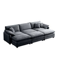 Oversized Modular Cushioned Sofa,With 3 Ottomans To Work As Sleeper Sofa Beds, 3 Seater Sofa With 3 Footstools,Grey Corduroy Fabric Grey Corduroy 3 Seat
